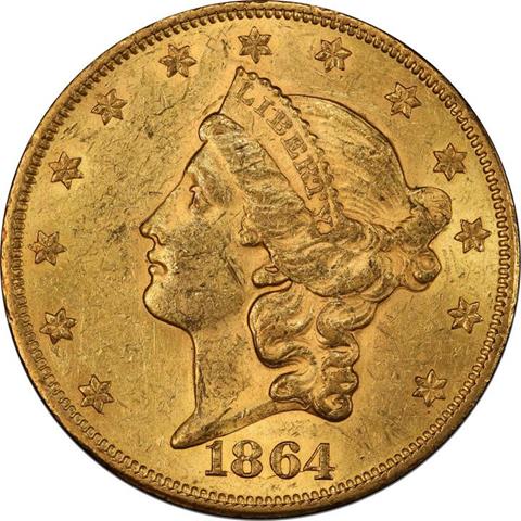 1864 LIBERTY HEAD $20 MS61