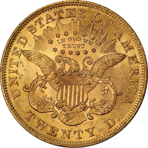 1872 LIBERTY HEAD $20 MS63