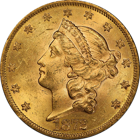 Picture of 1872 LIBERTY HEAD $20 MS63