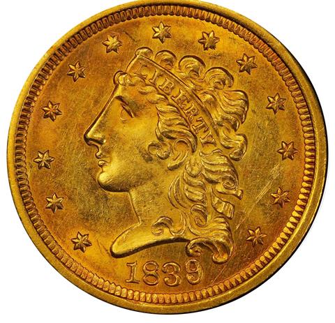 Picture of 1839 CLASSIC HEAD $2.5 RAW MS