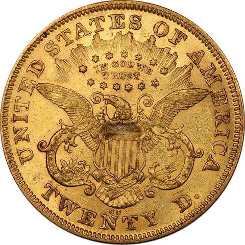 1872-CC LIBERTY HEAD $20 MS58