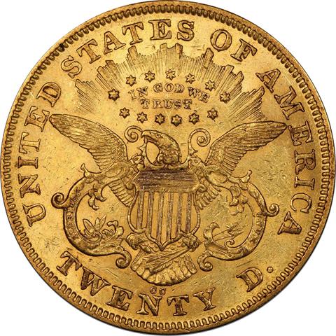 Picture of 1872-CC LIBERTY HEAD $20 MS58