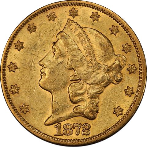 Picture of 1872-CC LIBERTY HEAD $20 MS58