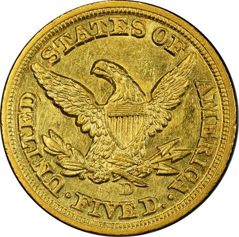 1849-D LIBERTY $5 MS62