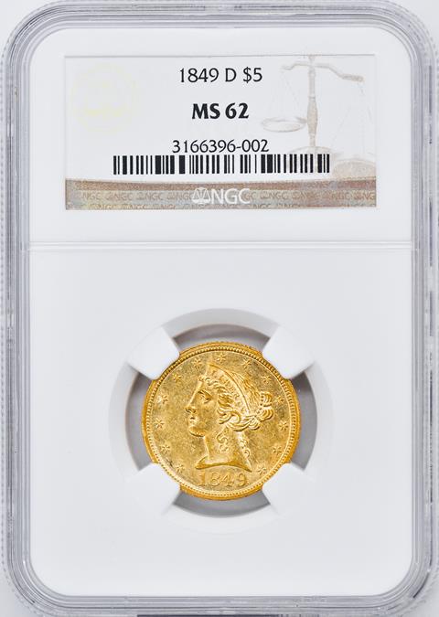 Picture of 1849-D LIBERTY $5 MS62