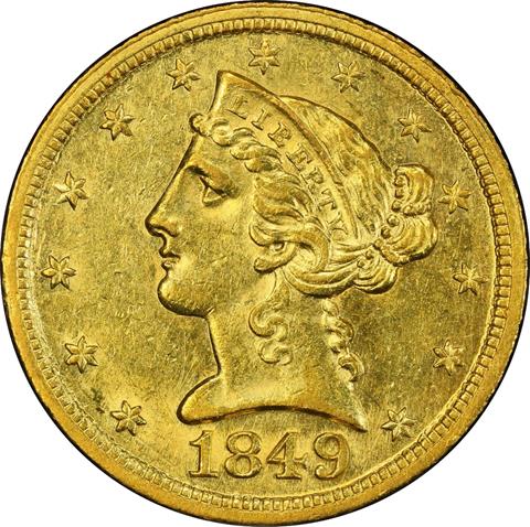 1849-D LIBERTY $5 MS62