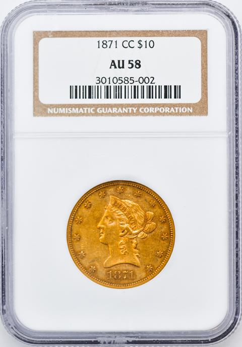 Picture of 1871-CC LIBERTY HEAD $10 MS58