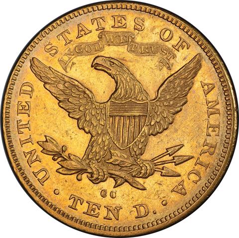 1879-CC LIBERTY HEAD $10 MS55