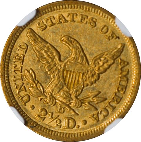 Picture of 1842-D LIBERTY HEAD $2.5 MS58