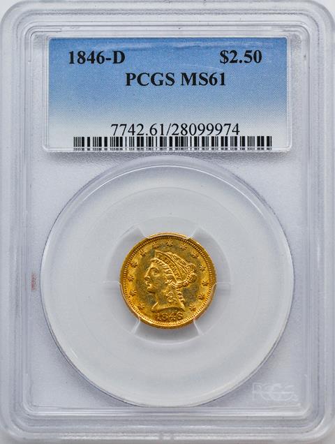 Picture of 1846-D LIBERTY HEAD $2.5 MS61