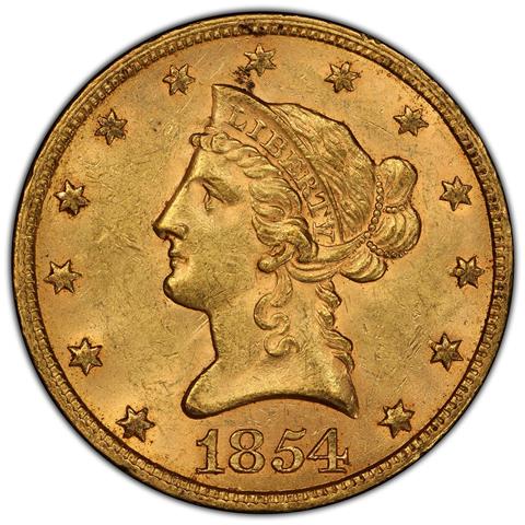 1854-D LIBERTY HEAD $2.5 MS55