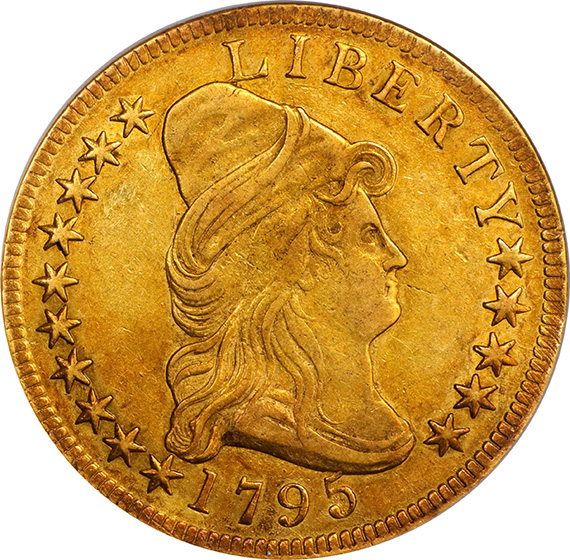 1795 DRAPED BUST $10 MS55