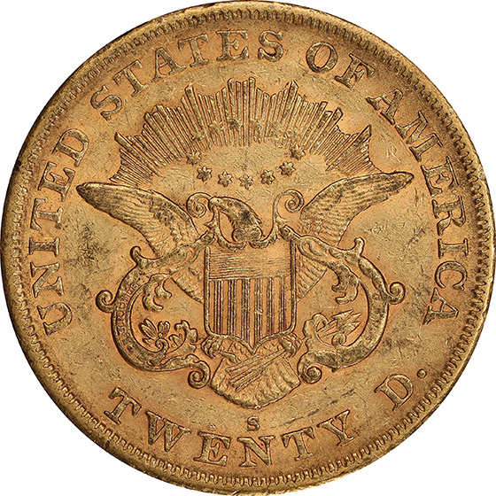 Picture of 1866-S LIBERTY HEAD $20 MS58