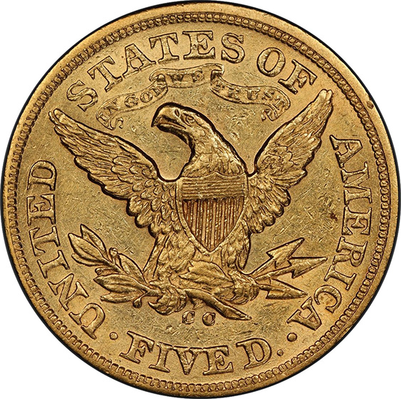 1870-CC LIBERTY $5 MS55
