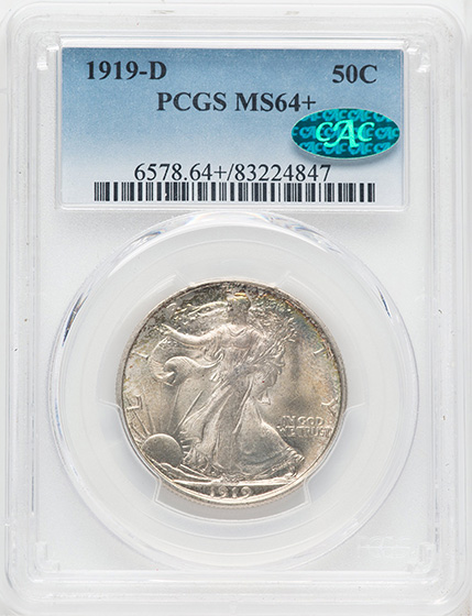 Picture of 1919-D WALKING LIBERTY 50C MS64+