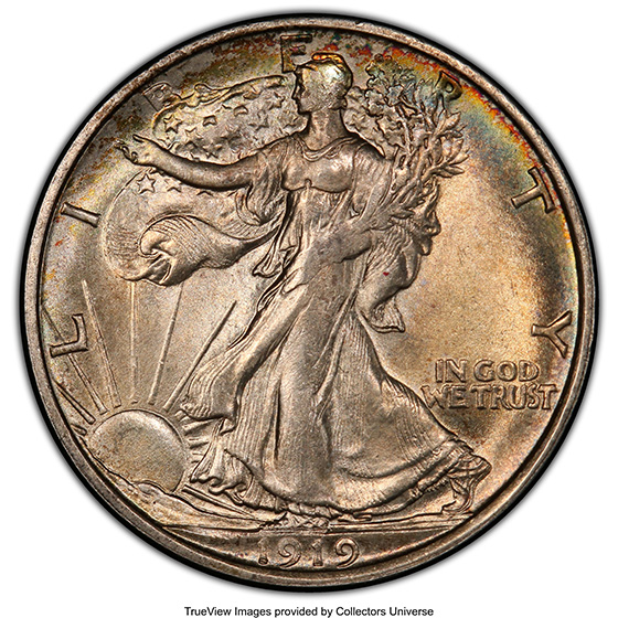 1919-D WALKING LIBERTY 50C MS64+