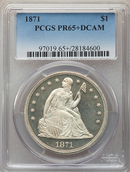 Picture of 1871 LIBERTY SEATED S$1 PR65 DCAM