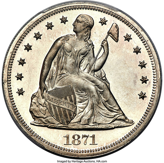 Picture of 1871 LIBERTY SEATED S$1 PR65 DCAM