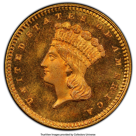 1860 GOLD G$1 MS67+