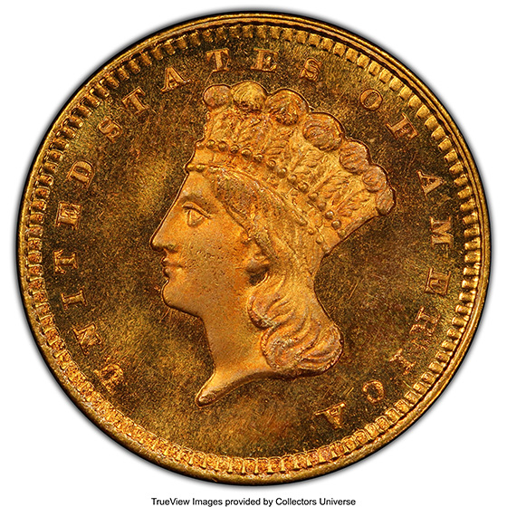 Picture of 1860 GOLD G$1 MS67+