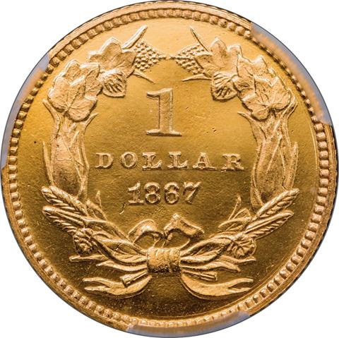 1867 GOLD G$1 PR65 DCAM