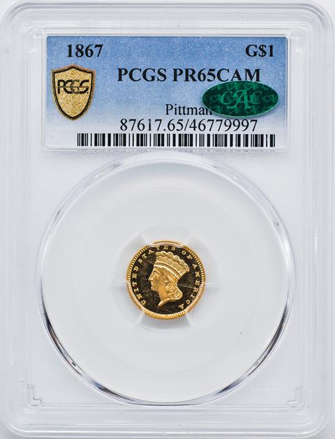 Picture of 1867 GOLD G$1 PR65 DCAM