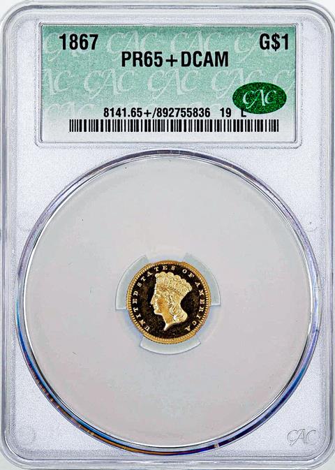 Picture of 1867 GOLD G$1 PR65 DCAM