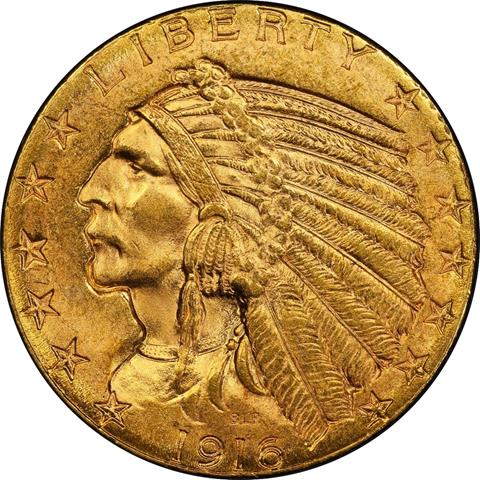 Picture of 1916-S INDIAN HEAD $5 MS66