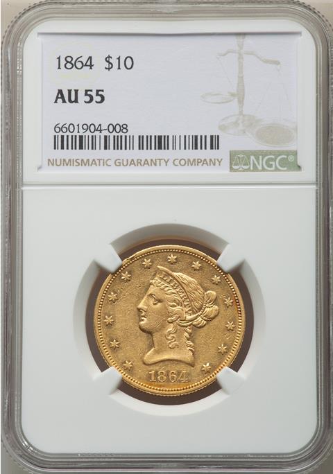 Picture of 1864 LIBERTY HEAD $10 MS55