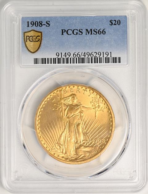 Picture of 1908-S ST. GAUDENS $20 MS66