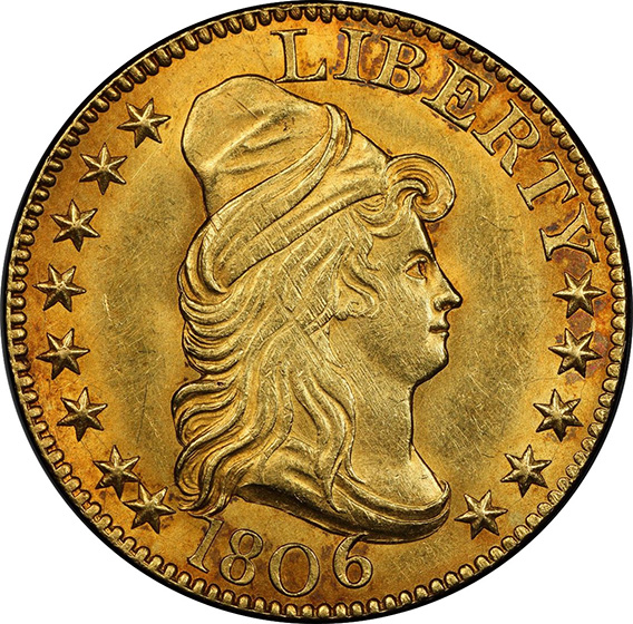 1806 DRAPED BUST $5 MS63