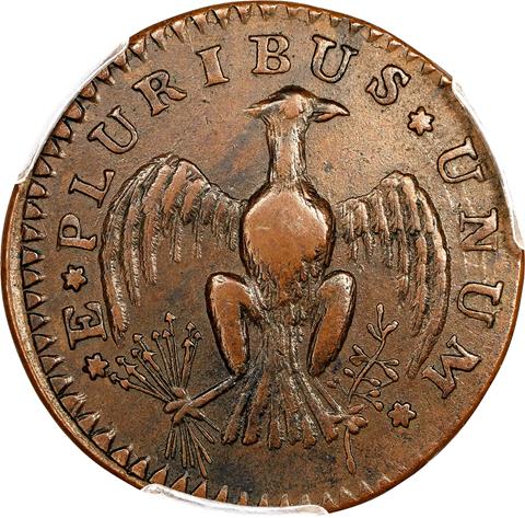 1786 COP PAT, EAGLE REV IMMCOL MS45 BN