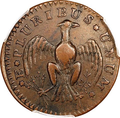 1786 COP PAT, EAGLE REV IMMCOL MS45 BN