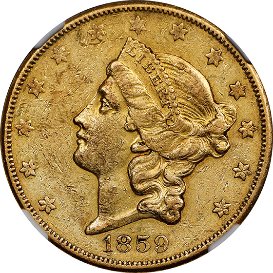 Picture of 1859-O LIBERTY HEAD $20 MS53