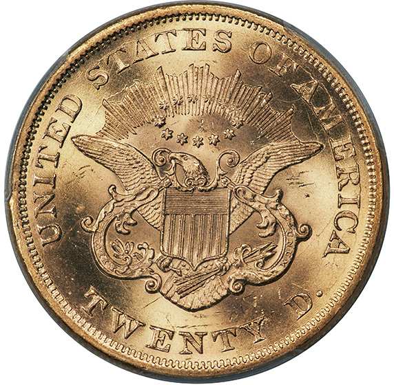 1865 LIBERTY HEAD $20 MS65