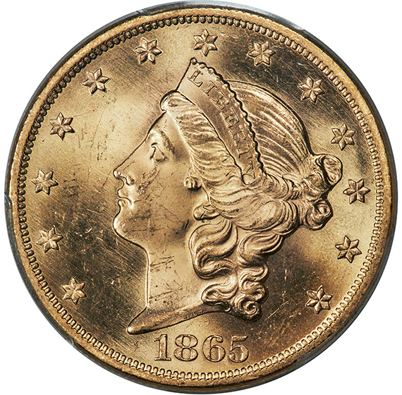 Picture of 1865 LIBERTY HEAD $20 MS65