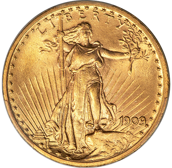 1909 ST. GAUDENS $20 MS65+