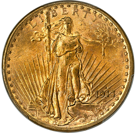 Picture of 1913-S ST. GAUDENS $20 MS65