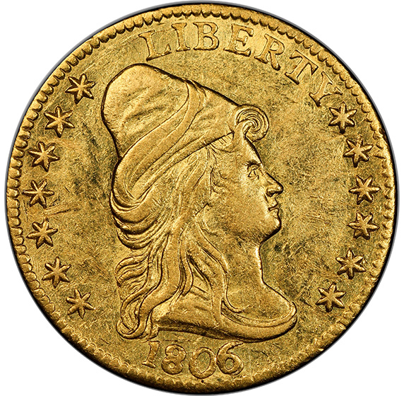 Picture of 1806/5 DRAPED BUST $2.5 MS58