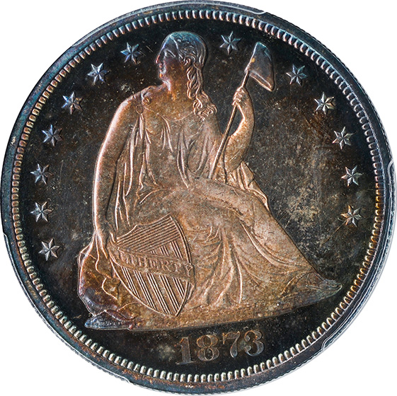 Picture of 1873 LIBERTY SEATED S$1, MOTTO PR66 Cameo