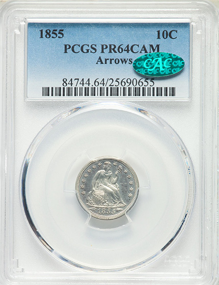 Picture of 1855 LIBERTY SEATED 10C PR64 CAM