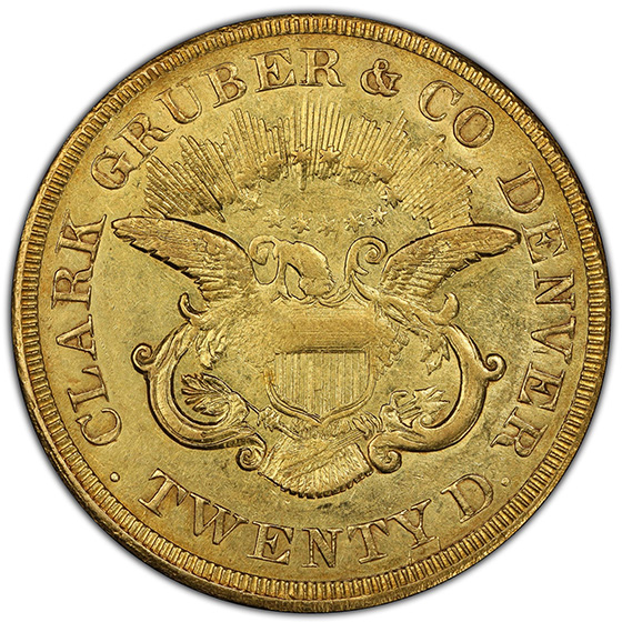 Picture of 1861 TERRITORIAL - COLORADO GOLD $20 MS58