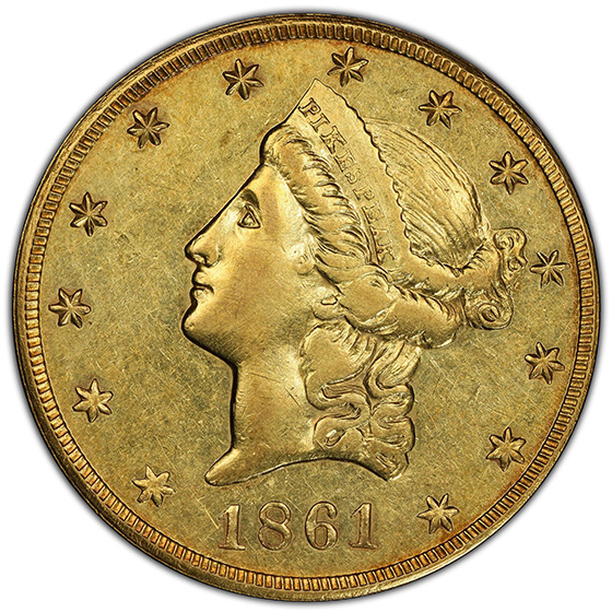 Picture of 1861 TERRITORIAL - COLORADO GOLD $20 MS58