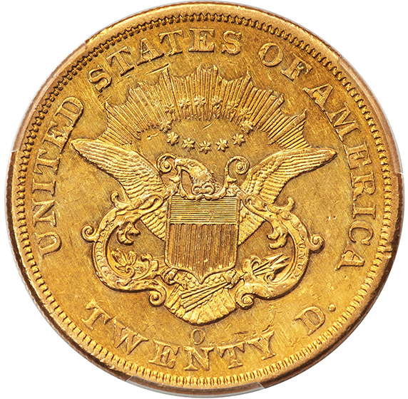 1859-O LIBERTY HEAD $20 MS50