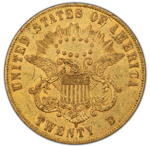 1861-S LIBERTY HEAD $20 MS55