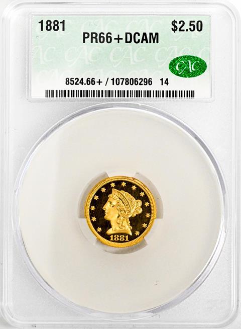 Picture of 1881 LIBERTY HEAD $2.5 PR67 DCAM