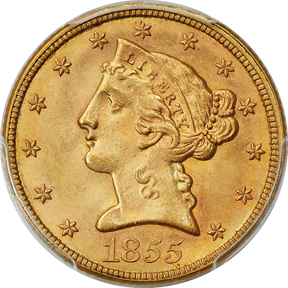 1855 LIBERTY $5 MS64+