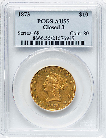 Picture of 1873 LIBERTY HEAD $10 MS55