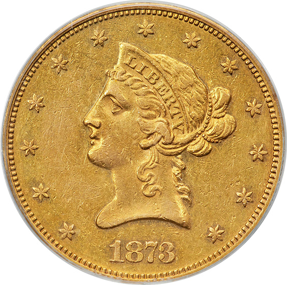 1873 LIBERTY HEAD $10 MS55