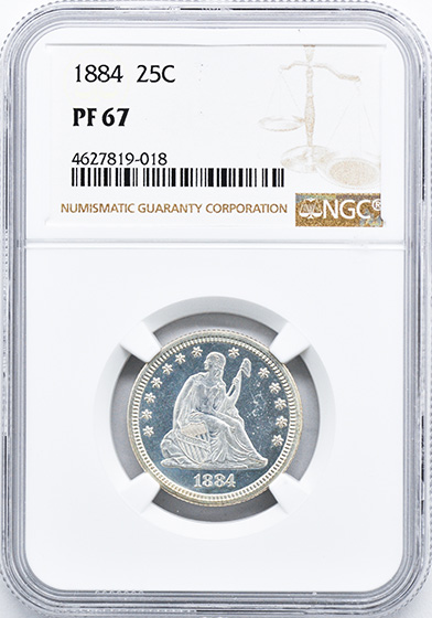 Picture of 1884 LIBERTY SEATED 25C, MOTTO PR67 